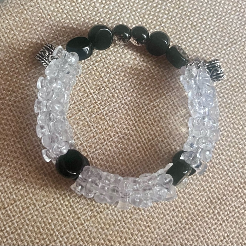 Elegant Black and Silver Beaded Bracelet
